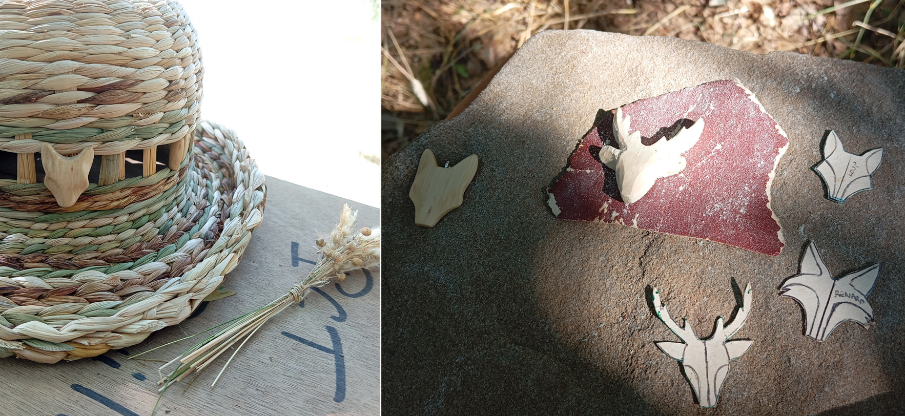 sculpture sur bois vert animaux